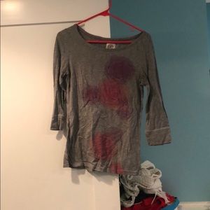 LAST CHANCE! DONATING SOON! Gray Flowered AE Top